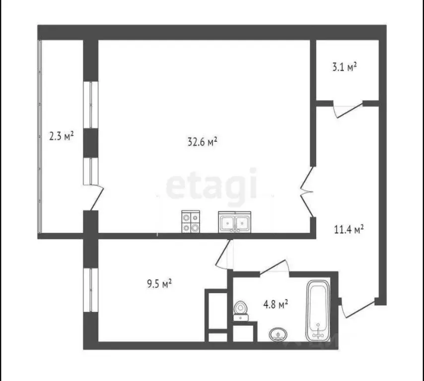 2-комнатная квартира: деревня Пирогово, улица Сурикова, 1 (62 м) - Фото 0