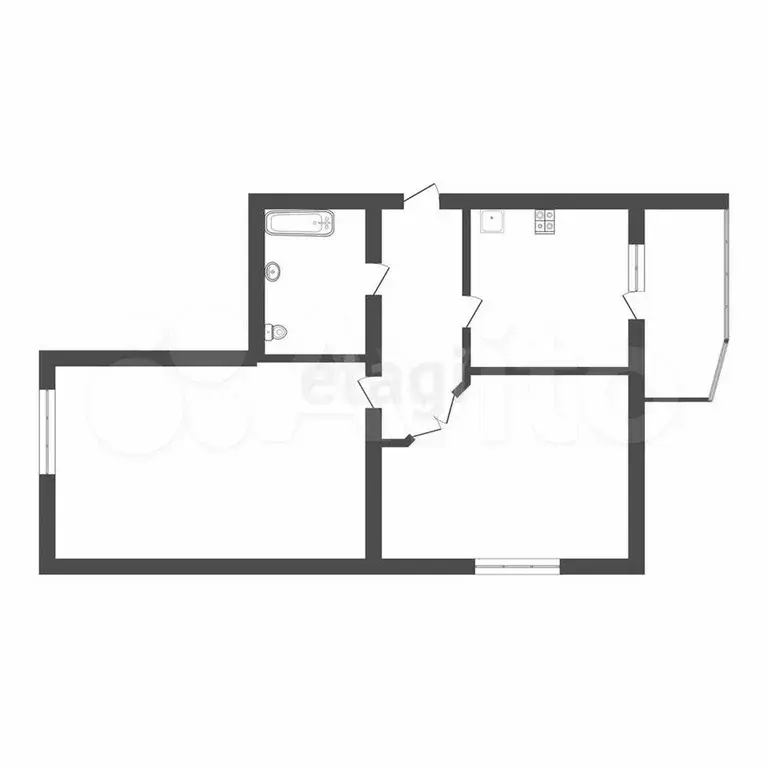 2-к. квартира, 49,6 м, 1/5 эт. - Фото 0