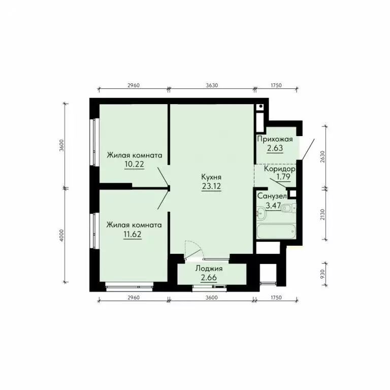 2-комнатная квартира: Екатеринбург, жилой район Юго-Западный, ЖК ... - Фото 1