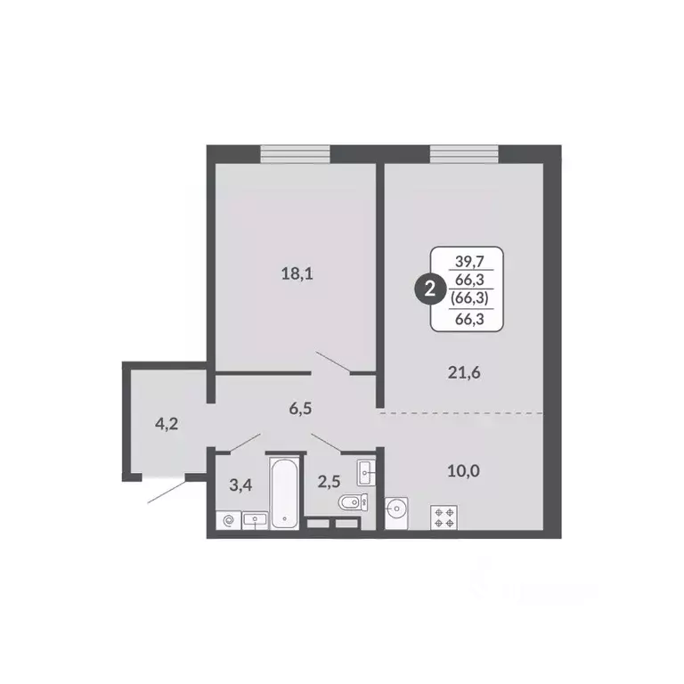 2-к кв. Кировская область, Киров Московская ул., 209 (66.3 м) - Фото 1
