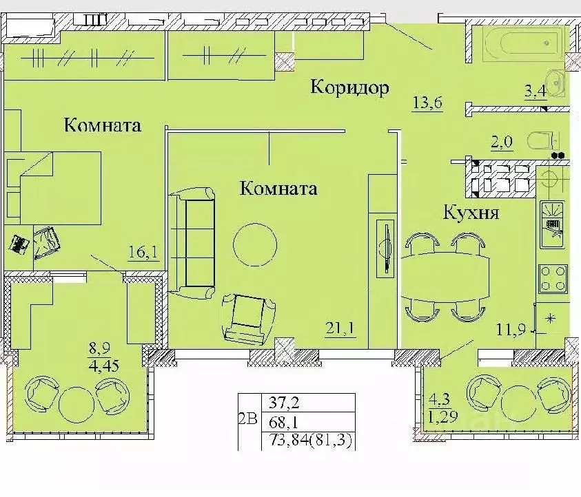 2-к кв. Ивановская область, Иваново ул. 2-я Первомайская, 46 (81.3 м) - Фото 0