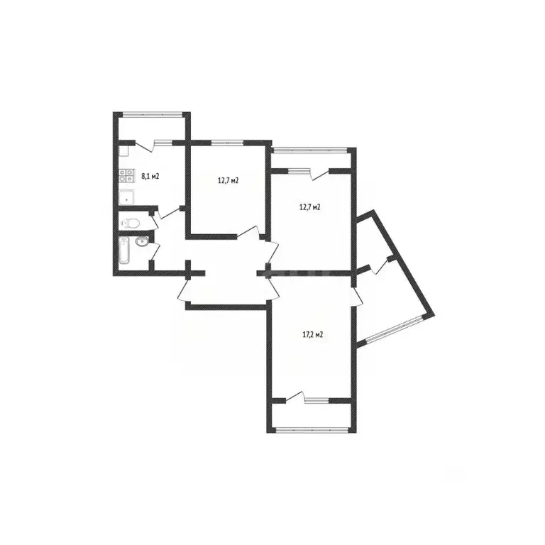 3-к кв. Белгородская область, Белгород бул. Юности, 41 (68.5 м) - Фото 2