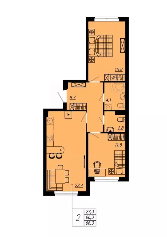 2-к кв. Свердловская область, Екатеринбург ул. Старых Большевиков, 52А ... - Фото 1
