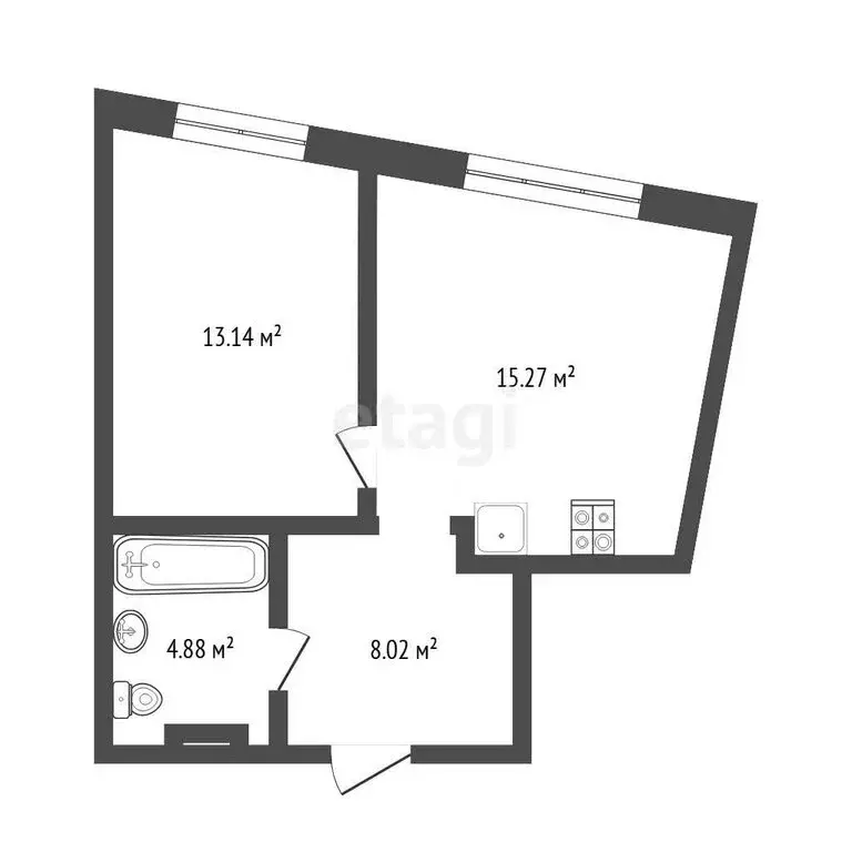 1-комнатная квартира: Тюмень, улица Ю.-Р.Г. Эрвье, 38 (45.6 м) - Фото 1