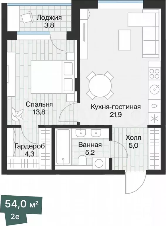 1-к. квартира, 52 м, 3/4 эт. - Фото 1