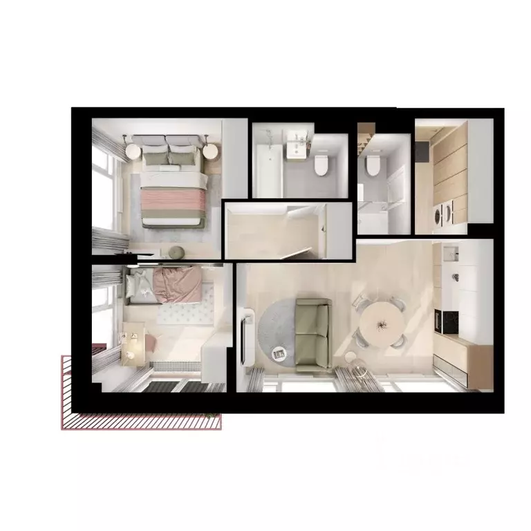 2-к кв. Москва Алтуфьевское 53 жилой комплекс, 1.1 (57.4 м) - Фото 2