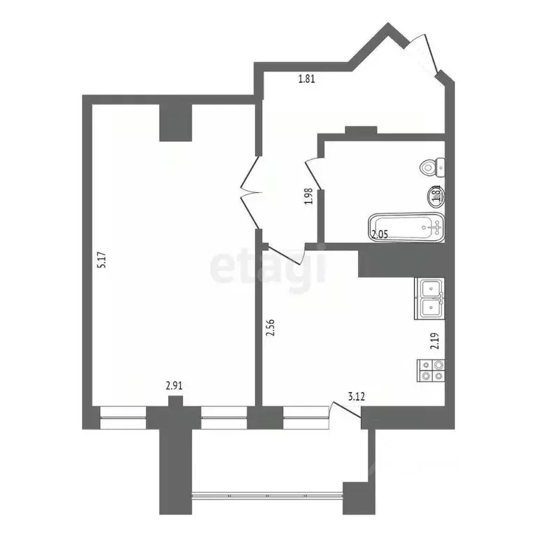 1-к кв. Ханты-Мансийский АО, Нягань 3-й мкр, 19 (33.0 м) - Фото 1