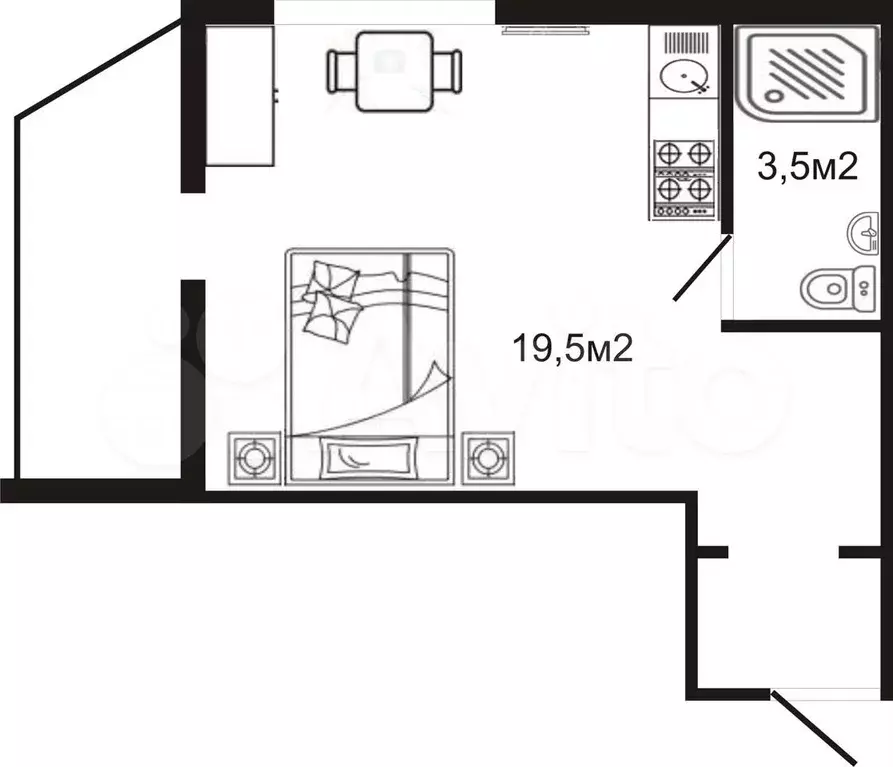 Квартира-студия, 28 м, 1/25 эт. - Фото 1