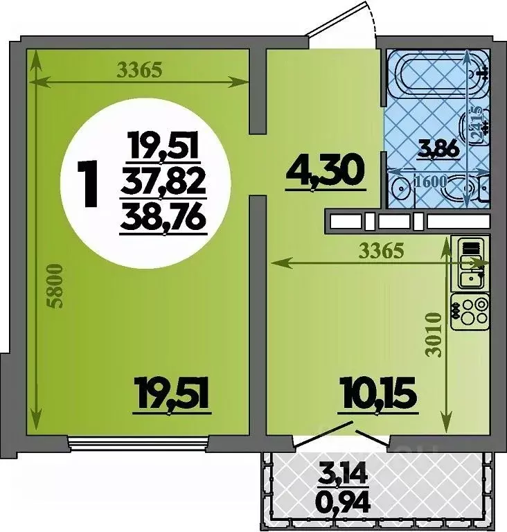 1-к кв. Краснодарский край, Новороссийск Город у Моря жилой комплекс ... - Фото 1
