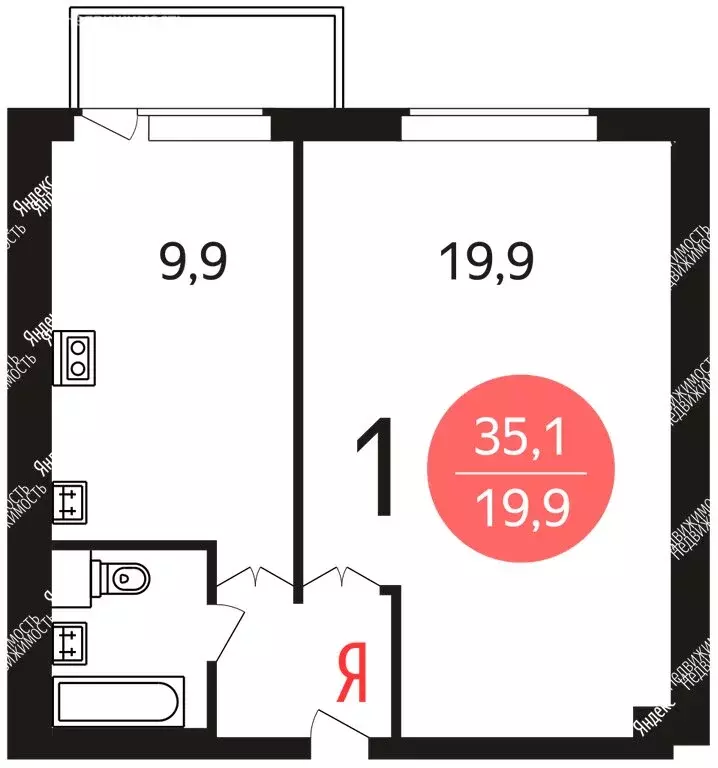 1-комнатная квартира: Москва, улица Героев Панфиловцев, 41к2 (35 м) - Фото 0