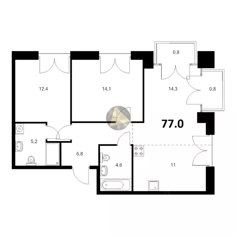 2-к кв. Санкт-Петербург наб. Обводного Канала, 169 (77.0 м) - Фото 2