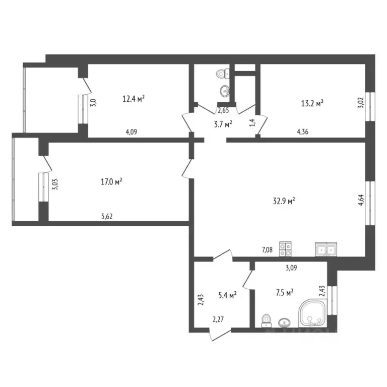 3-к кв. Тюменская область, Тюмень ул. Клары Цеткин, 29 (95.5 м) - Фото 0