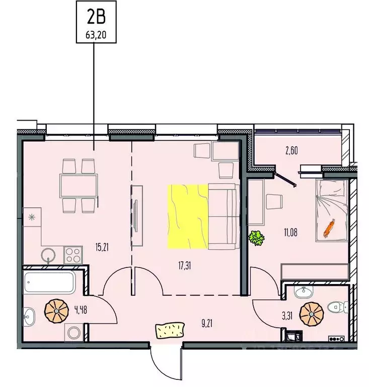 2-к кв. Иркутская область, Иркутск ул. Баррикад (63.2 м) - Фото 0