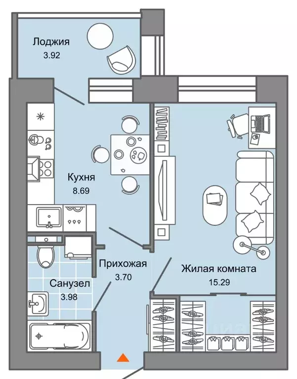 1-к кв. Кировская область, Киров Знак жилой комплекс (34.0 м) - Фото 0