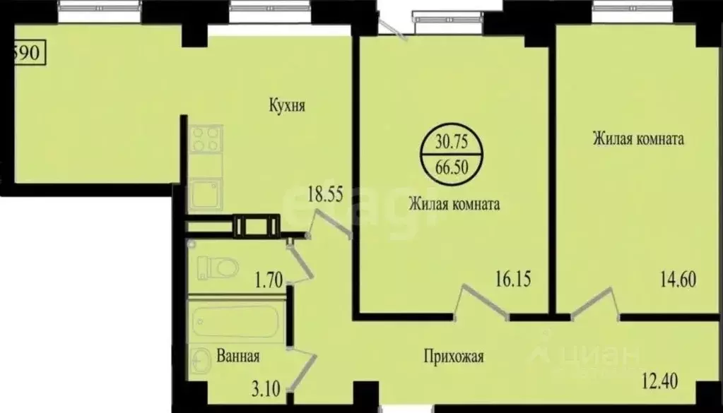 2-к кв. Ленинградская область, Всеволожск Южный мкр, ул. Доктора ... - Фото 2