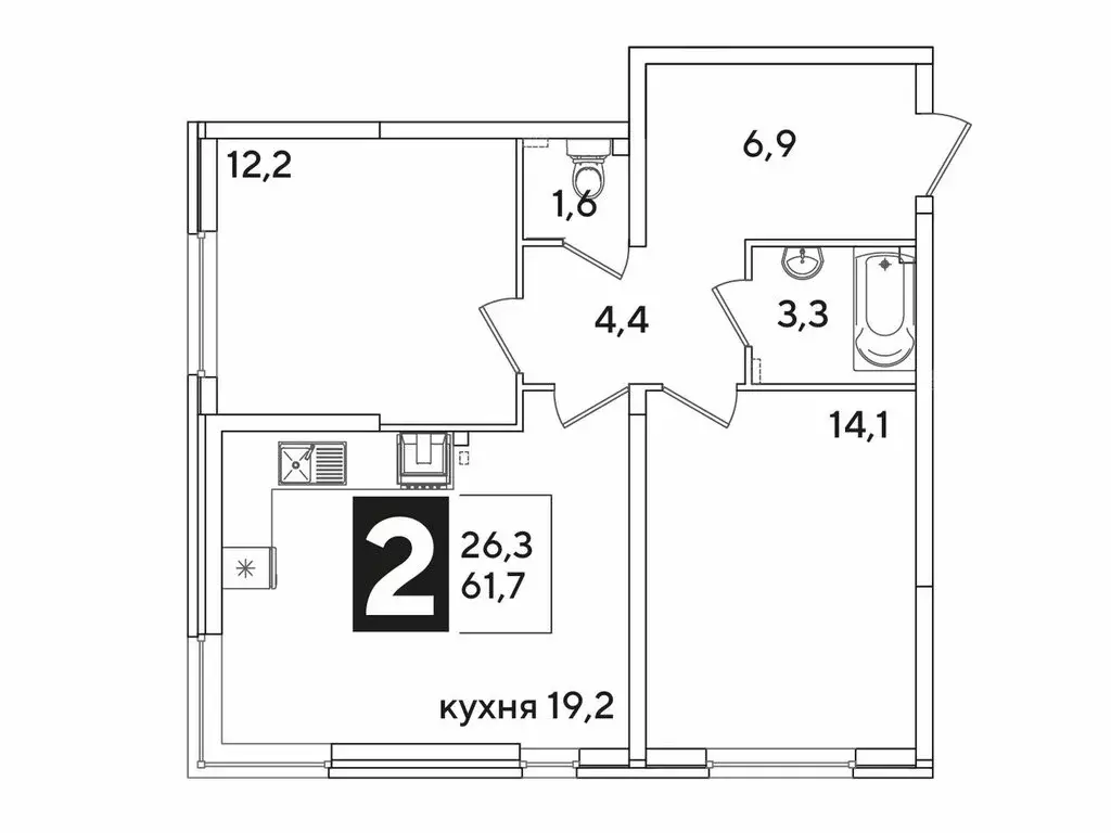 2-комнатная квартира: Краснодар, улица Западный Обход, 42 (61.3 м) - Фото 1