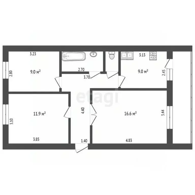 3-к кв. Саратовская область, Балашов ул. Ленина, 38 (58.6 м) - Фото 1