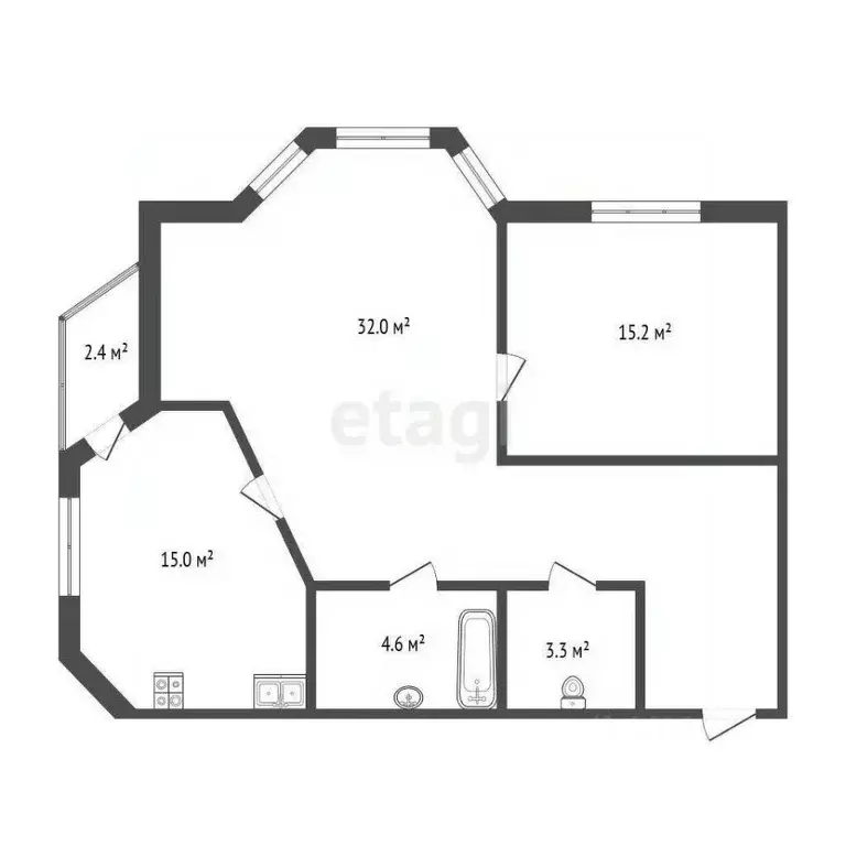2-к кв. Тюменская область, Тюмень ул. Мельникайте, 94к1 (70.7 м) - Фото 2