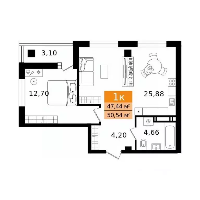 2-к кв. Курганская область, Курган просп. Конституции (50.54 м) - Фото 1