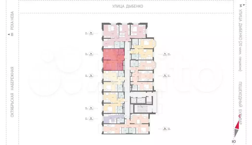 1-к. квартира, 40,6 м, 2/18 эт. - Фото 1