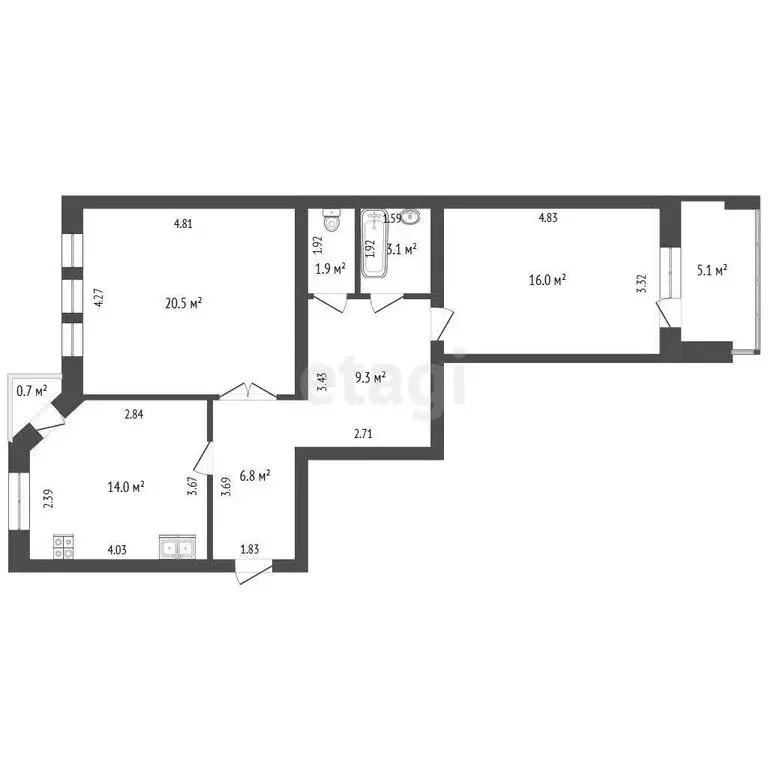 2-комнатная квартира: Тюмень, улица Энергетиков, 16 (72 м) - Фото 1