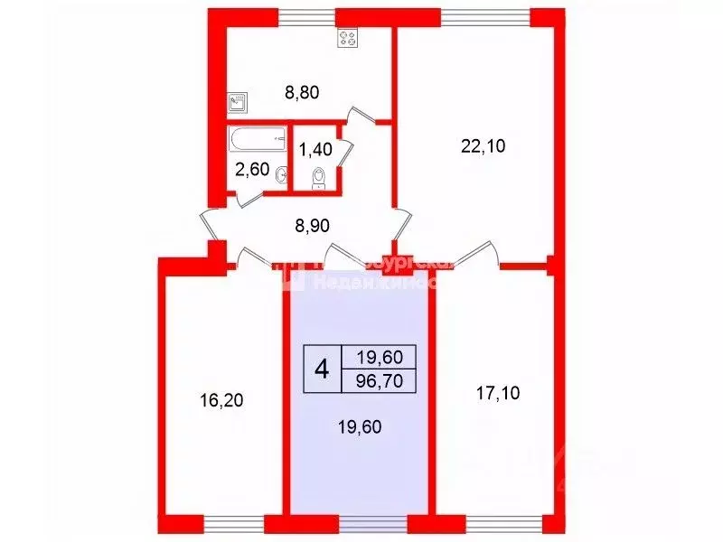 Комната Санкт-Петербург Каменноостровский просп., 64 (19.6 м) - Фото 2
