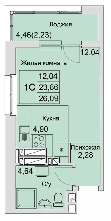 Студия Ростовская область, Батайск  (26.09 м) - Фото 0