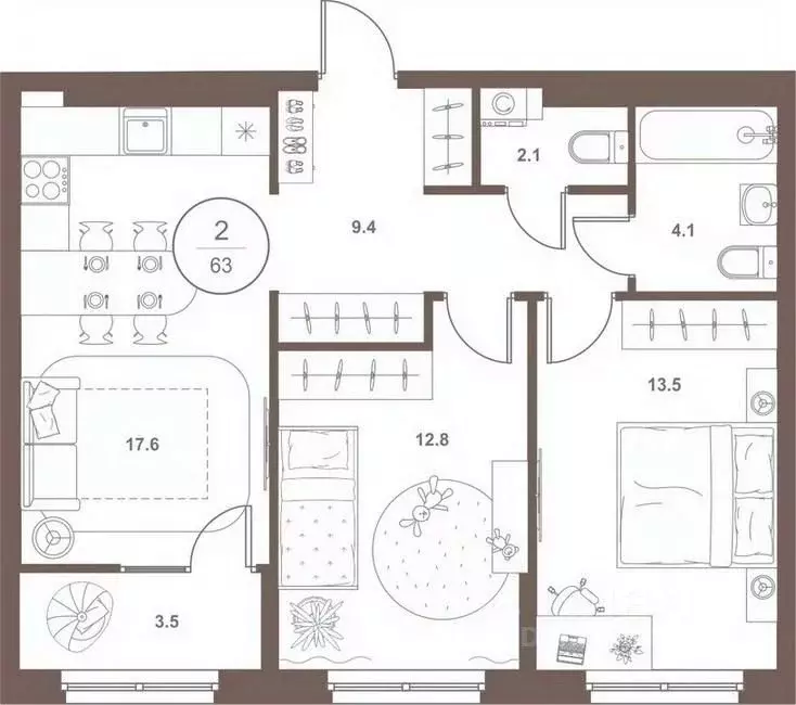 2-к кв. Пензенская область, Пенза Арбеково жилрайон, Дальнее Арбеково ... - Фото 2
