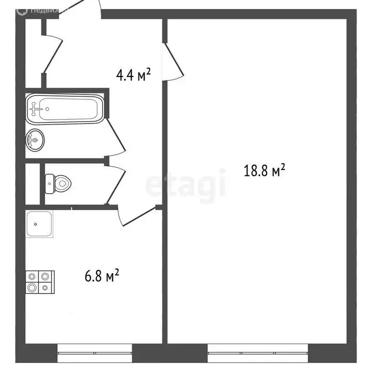 1-комнатная квартира: Ярославль, проспект Фрунзе, 73 (33 м) - Фото 1