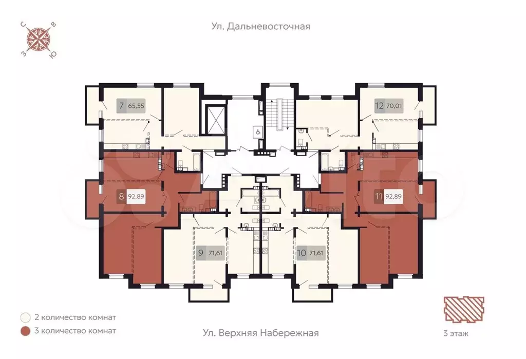 2-к. квартира, 70 м, 3/8 эт. - Фото 1