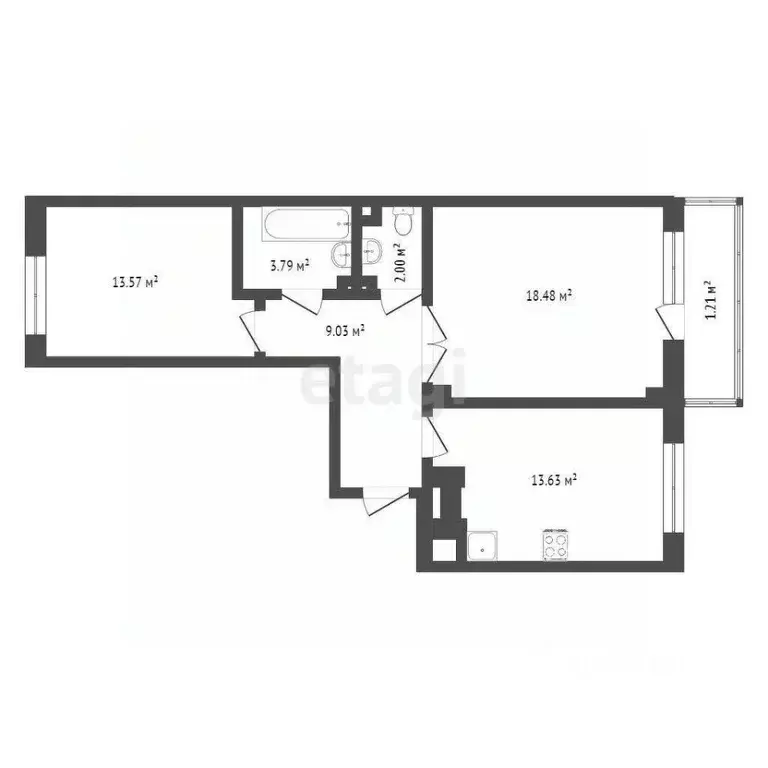 2-к кв. Калининградская область, Калининград ул. Согласия, 54 (61.6 м) - Фото 2