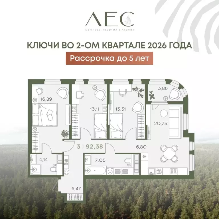 3-к кв. Пензенская область, Пенза Засурье мкр, Лес жилой комплекс ... - Фото 2