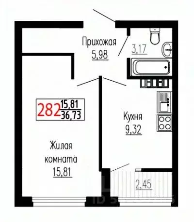 1-к кв. Свердловская область, Екатеринбург ул. Лыжников, 3 (36.5 м) - Фото 0