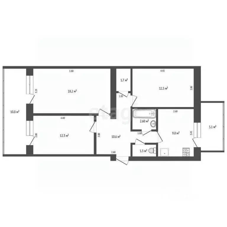 3-к кв. Крым, Ялта ул. Сеченова, 10К1 (73.0 м) - Фото 1