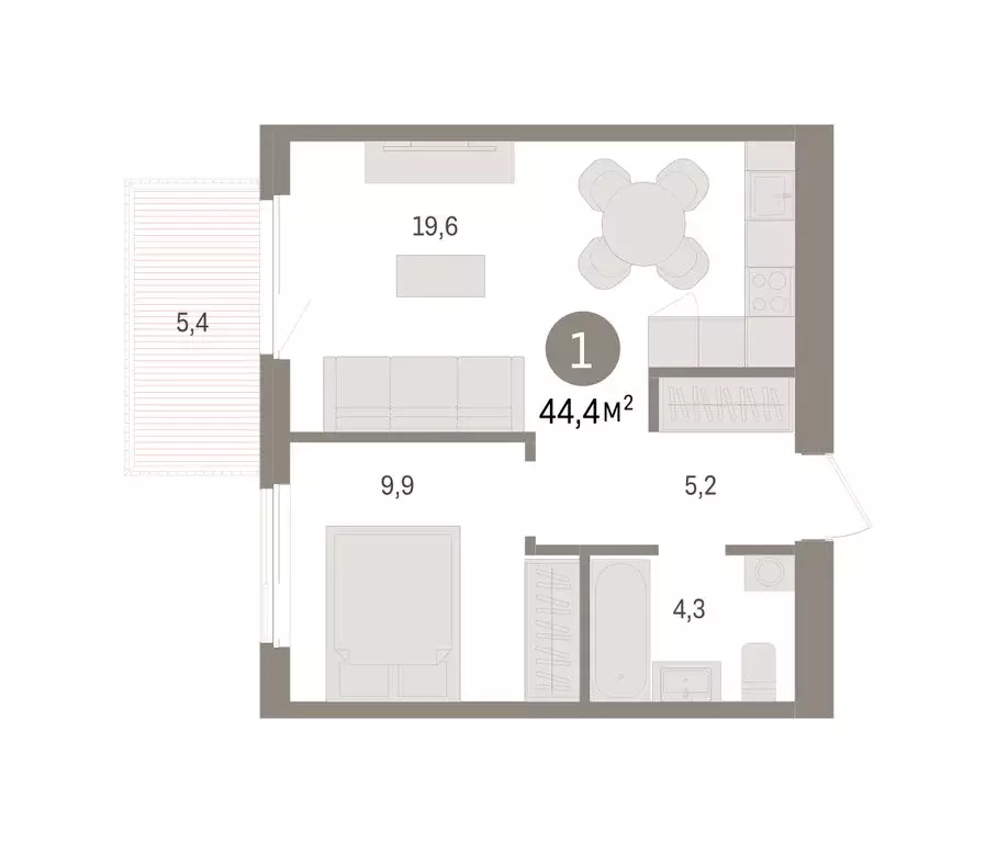 1-комнатная квартира: Новосибирский район, рабочий посёлок Краснообск, ... - Фото 2