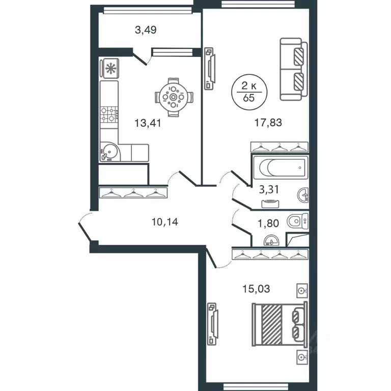 2-к кв. Тверская область, Тверь Южный мкр,  (65.0 м) - Фото 0