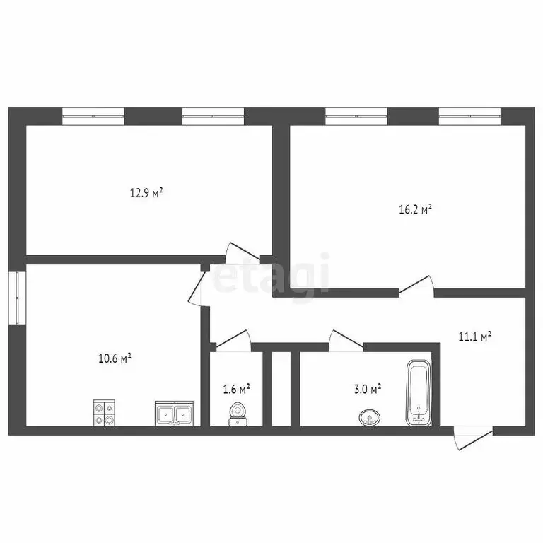 2-комнатная квартира: Тюмень, Новгородская улица, 3 (55.4 м) - Фото 0