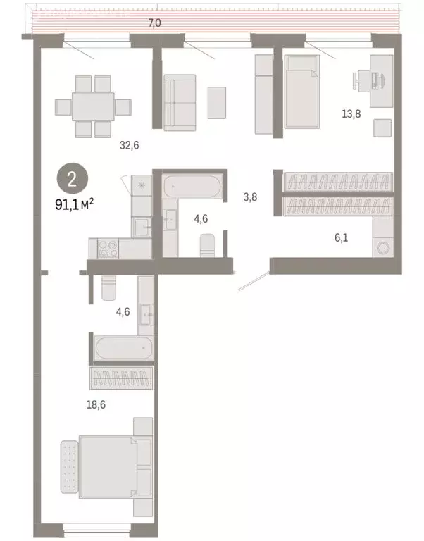 2-комнатная квартира: Новосибирск, Большевистская улица, с49 (91.08 м) - Фото 1