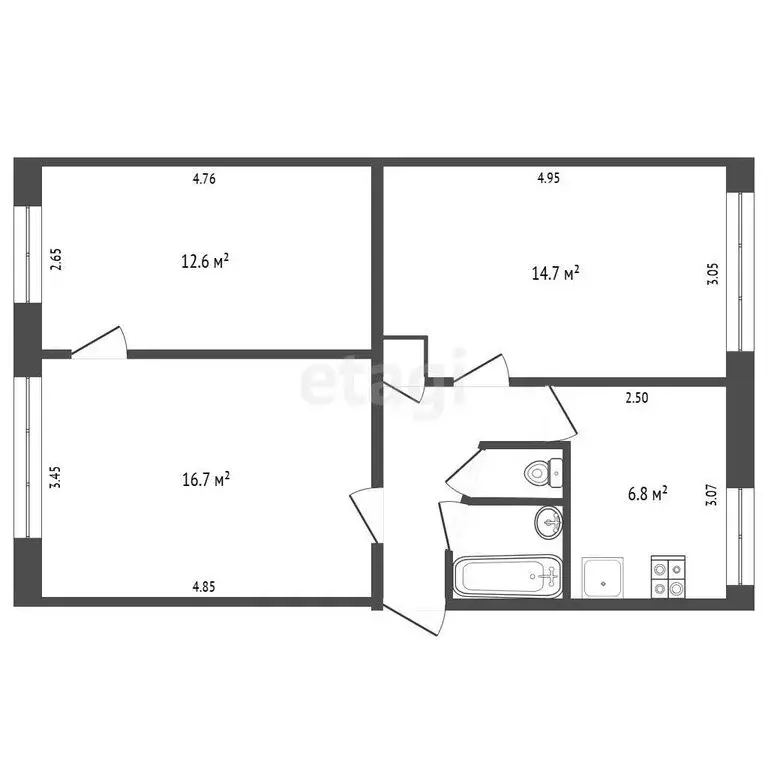 3-комнатная квартира: Томск, улица Говорова, 54 (58.4 м) - Фото 0