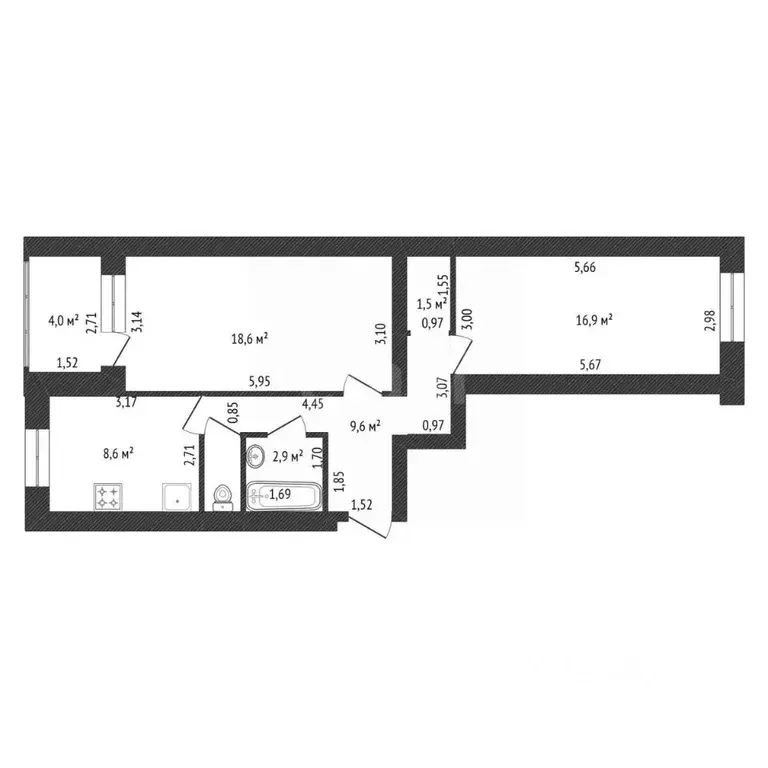 2-к кв. Башкортостан, Уфа Владивостокская ул., 12 (61.6 м) - Фото 2