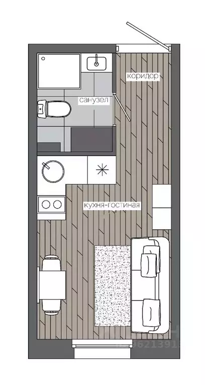 1-к кв. Ханты-Мансийский АО, Сургут 30А мкр,  (16.03 м) - Фото 0