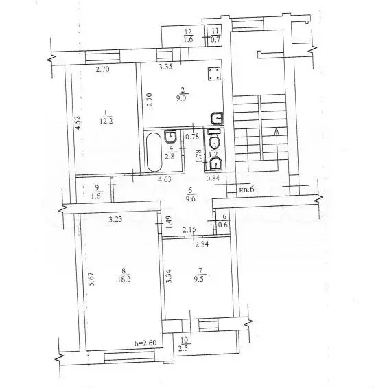 3-к. квартира, 64,8 м, 3/5 эт. - Фото 0