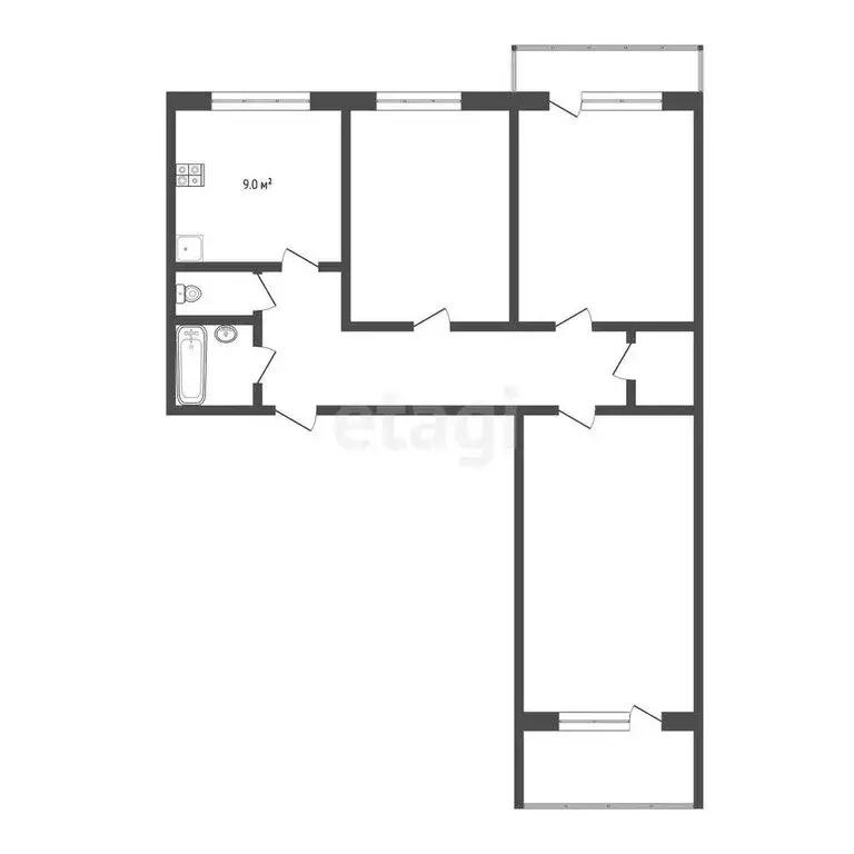 3-комнатная квартира: Тутаев, Советская улица, 38 (63.2 м) - Фото 0