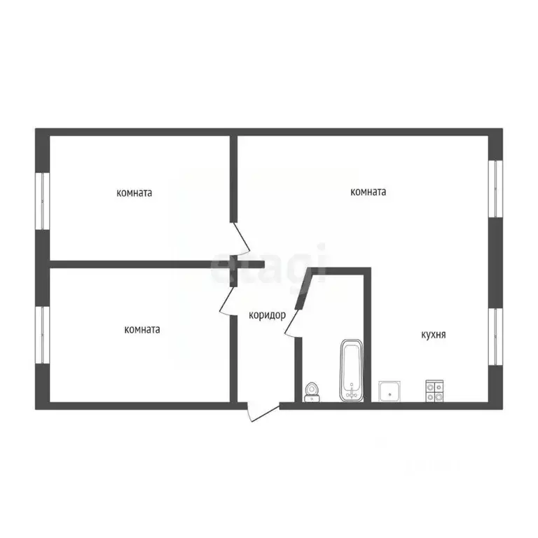 3-к кв. Коми, Ухта проезд Строителей, 24 (58.3 м) - Фото 1