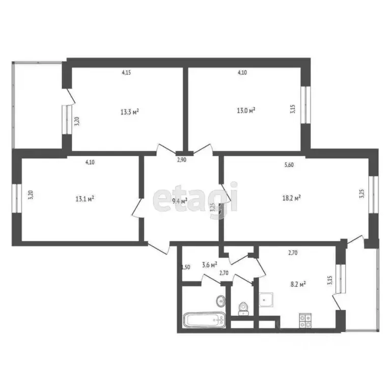 4-к кв. Крым, Симферополь ул. Балаклавская (87.0 м) - Фото 2