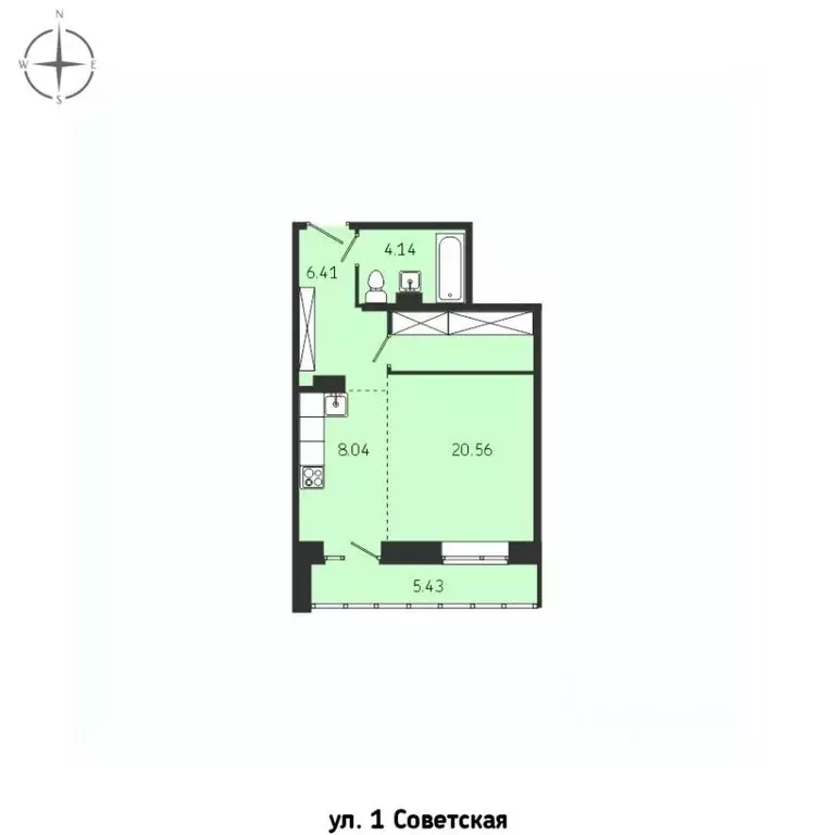 1-к кв. Иркутская область, Иркутск Советская ул., 115/1 (44.58 м) - Фото 0