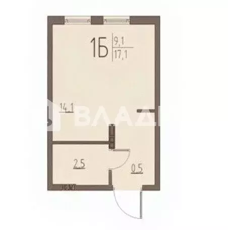 Квартира-студия: село Засечное, Центральная улица, 6 (17 м) - Фото 1