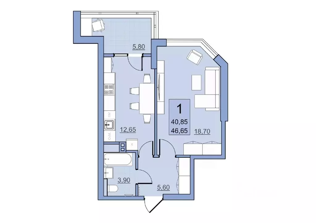 1-к кв. Саратовская область, Балаково Комсомольская ул., 65 (40.85 м) - Фото 0