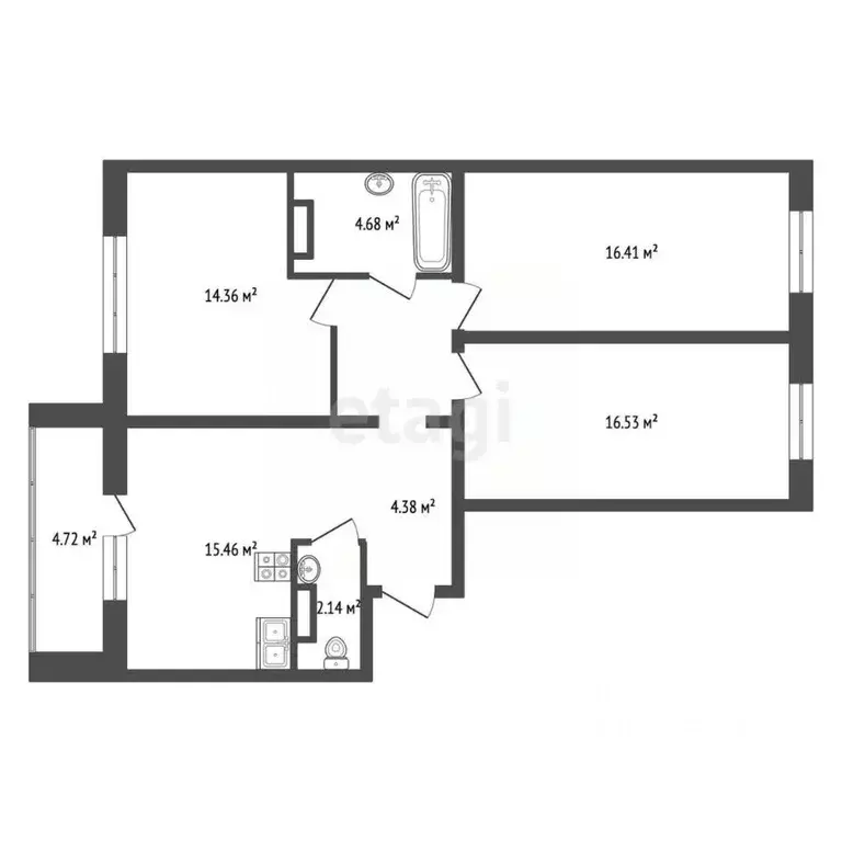 3-к кв. Челябинская область, Миасс бул. И.И. Седова, 10 (79.1 м) - Фото 1
