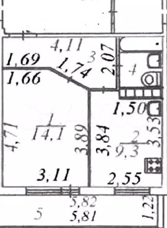 1-к. квартира, 32,9 м, 6/9 эт. - Фото 0